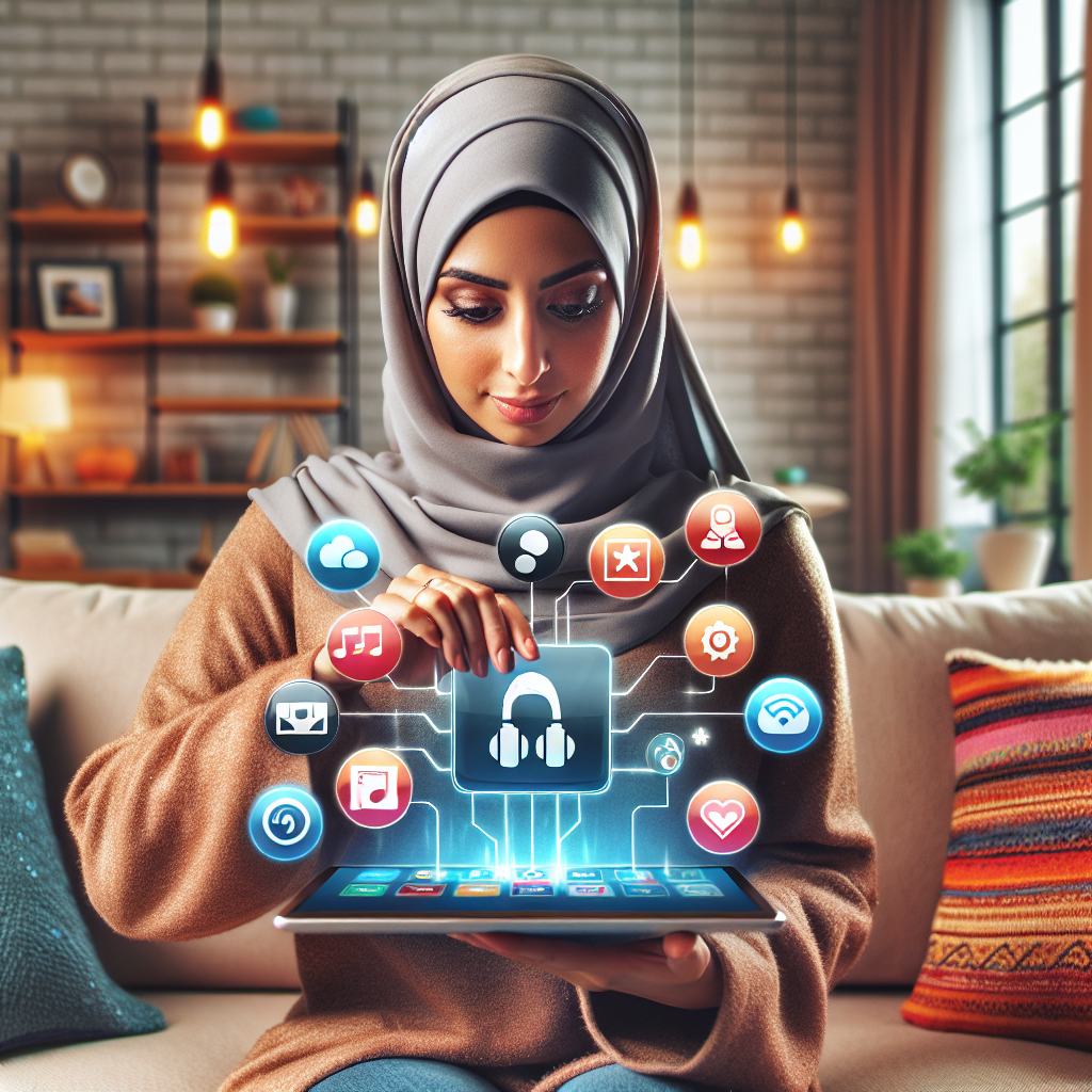 Personne gérant divers abonnements numériques sur une tablette