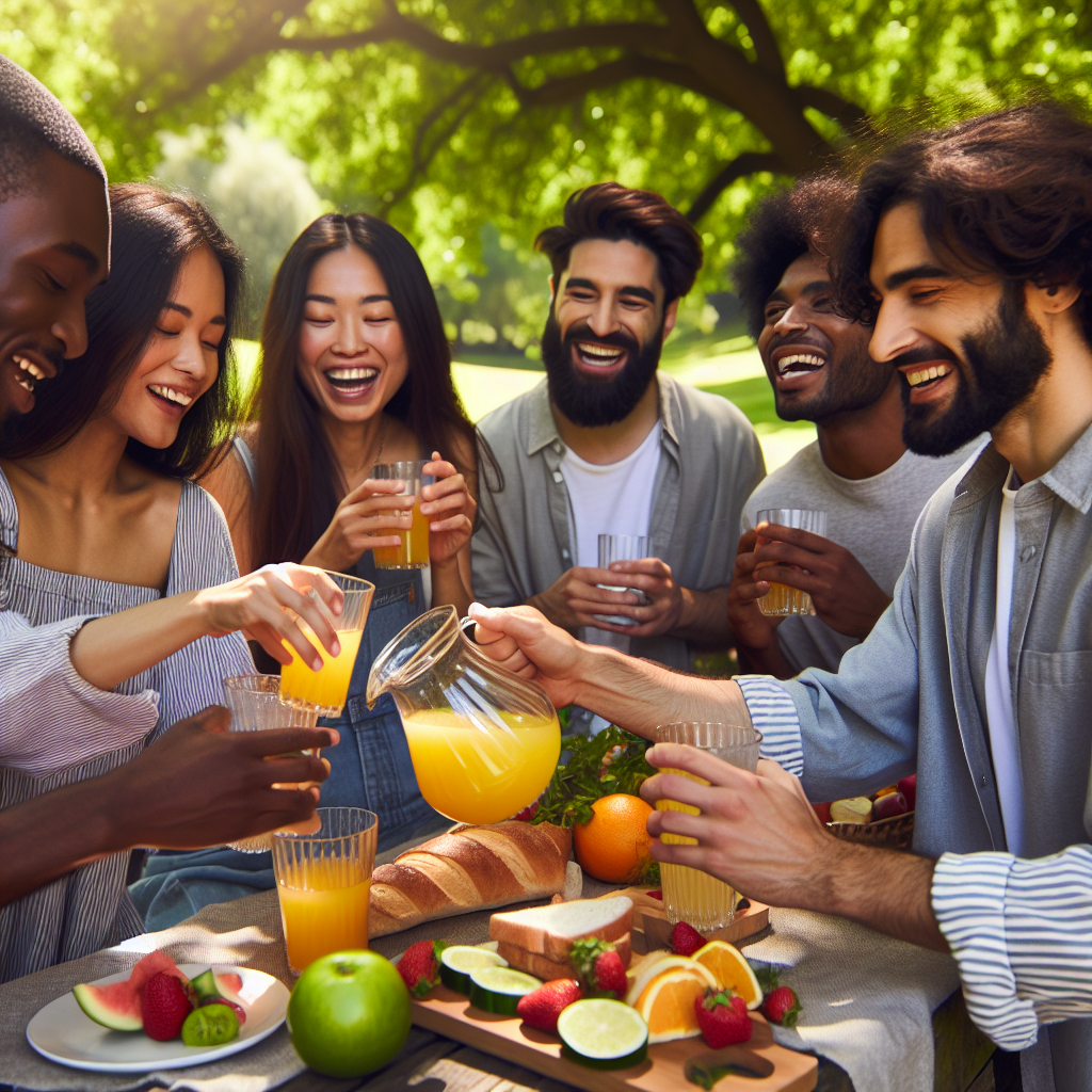 Groupe d'amis profitant d'un pique-nique dans un parc