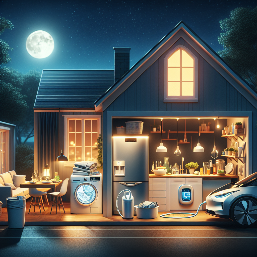 Appareils ménagers comme un lave-linge, un lave-vaisselle et un chargeur de voiture électrique utilisés pendant la nuit